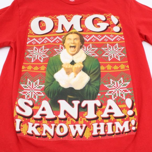 Elf OMG Santa Christmas Holiday T Shirt Adult Small Graphic Tee Party Short Slve - Picture 1 of 5